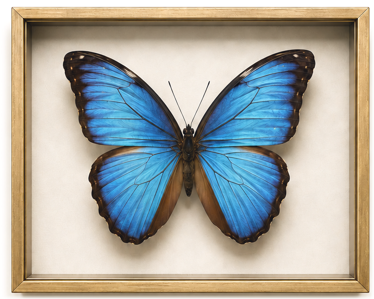 Blue Morpho Butterfly in a gold frame